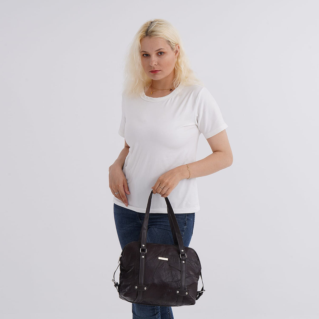 Genuine Leather Patchwork Tote Bag for Women 8087936 1