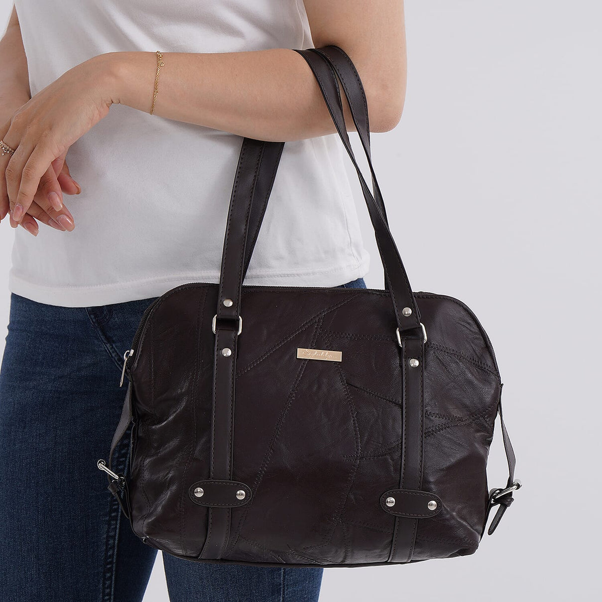Genuine Leather Patchwork Tote Bag for Women 8087936 2
