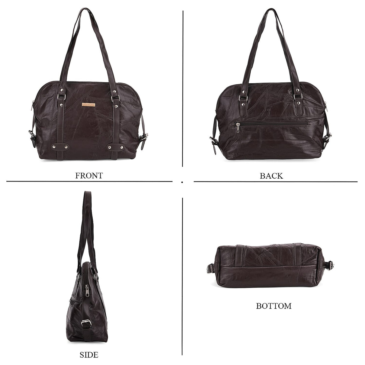 Genuine Leather Patchwork Tote Bag for Women 8087936 3