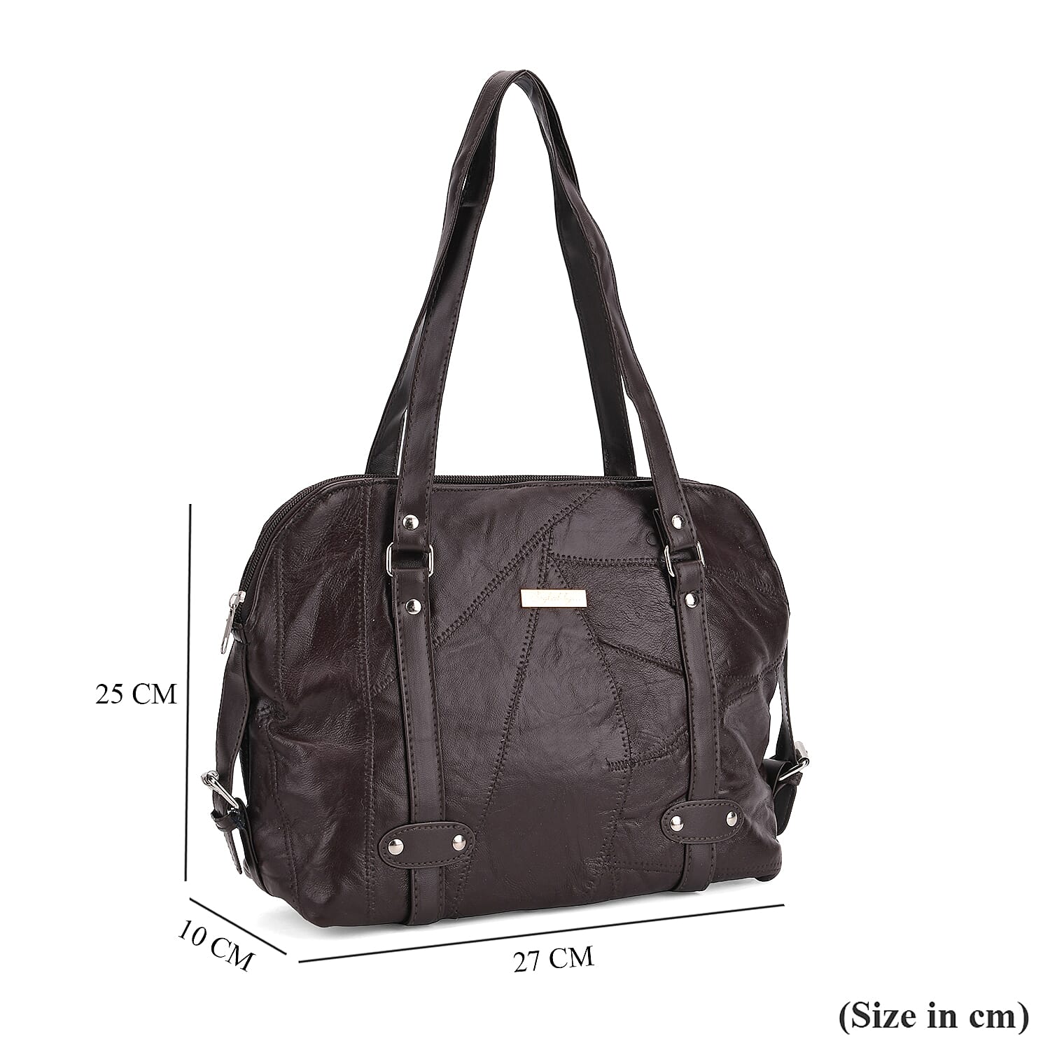 Genuine Leather Patchwork Tote Bag for Women 8087936 5