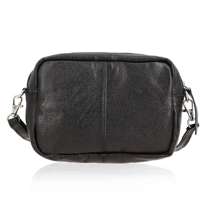 100% Genuine Leather Crossbody Sling Bag - Black 7747201 1