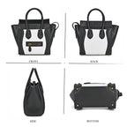 CLOSEOUT OFFER - DESIGNER INSPIRED 100% Genuine Leather Crossbody Bag with Handle Drop - Black - White
