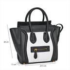CLOSEOUT OFFER - DESIGNER INSPIRED 100% Genuine Leather Crossbody Bag with Handle Drop - Black - White