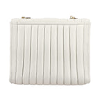 ONE TIME DEAL Designer 100% Genuine Leather Quilted Crossbody Bag With Curb Link Strap - White