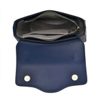 100% Genuine Leather Patterned Crossbody Bag - Blue