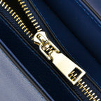 100% Genuine Leather Patterned Crossbody Bag - Blue