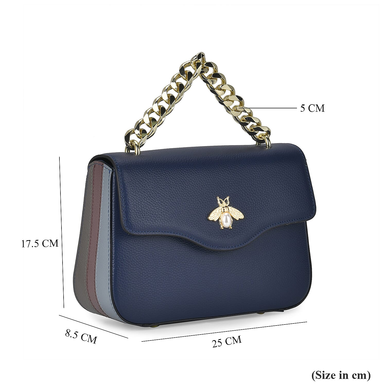 Closeout Deal - 100% Genuine Leather Crossbody Bumblebee Design Bag - Blue 7694866 6