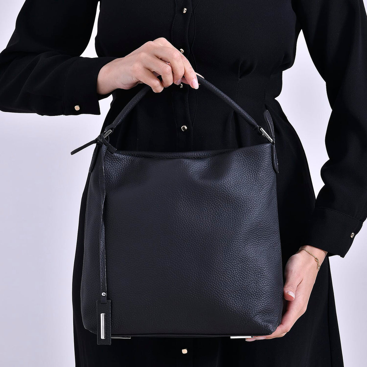 Closeout Deal- 100% Genuine Leather Bag - Black 7990263 10