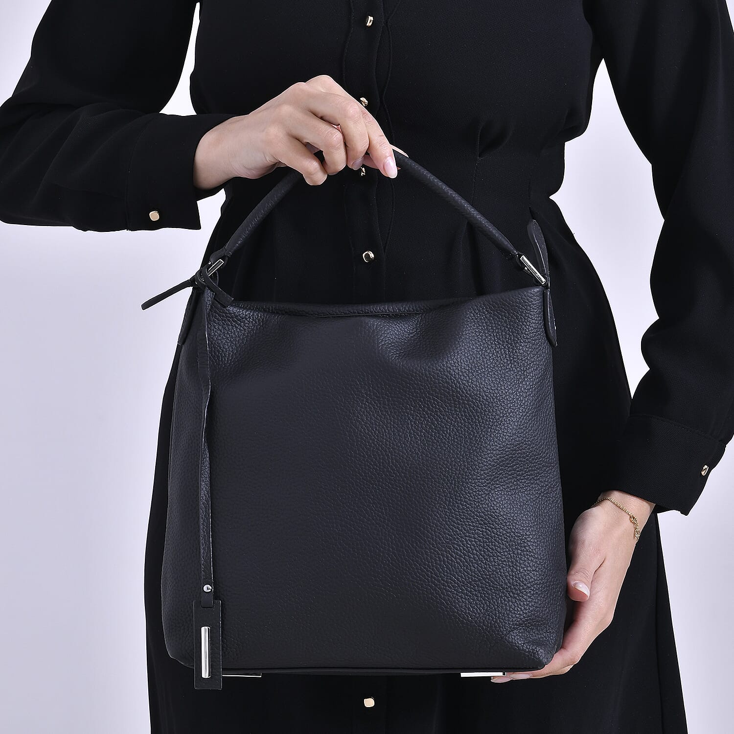 Closeout Deal- 100% Genuine Leather Bag - Black 7990263 10