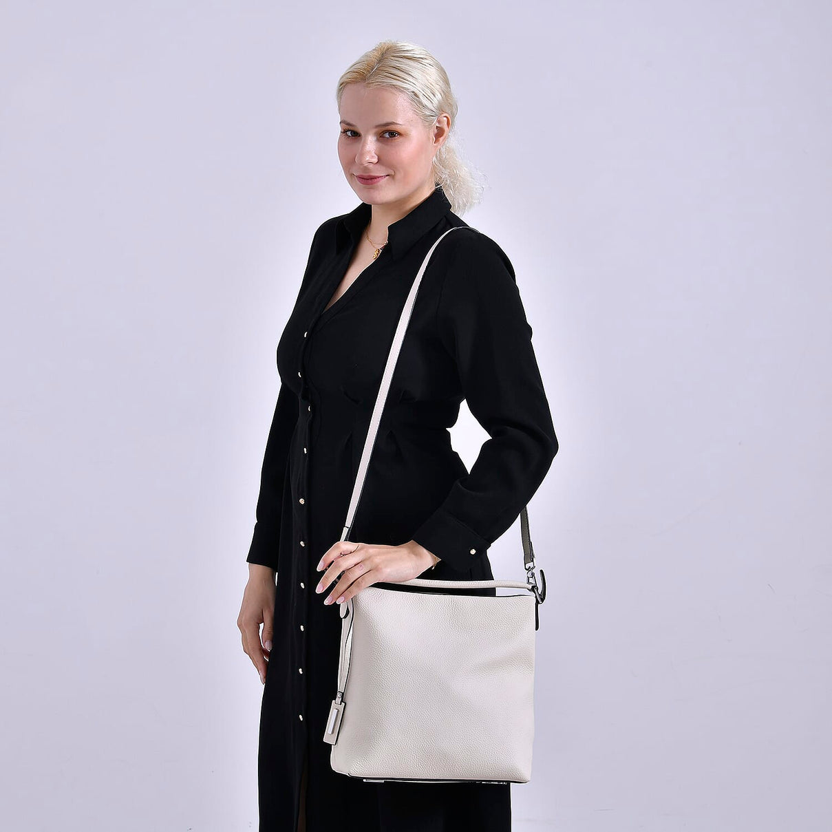 Closeout Deal- 100% Genuine Leather Hobo Bag - Cream 7990259 8