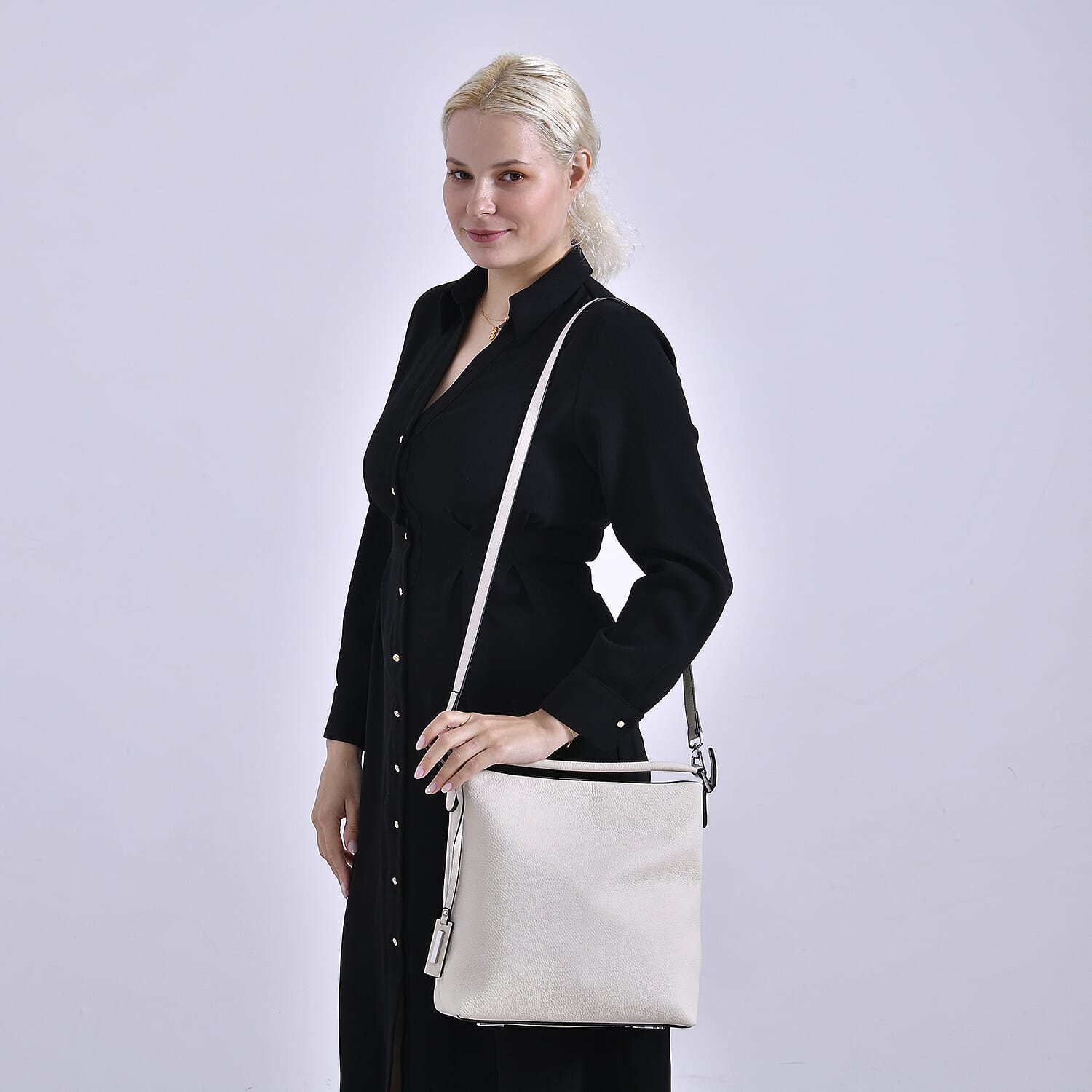 Closeout Deal- 100% Genuine Leather Hobo Bag - Cream 7990259 8