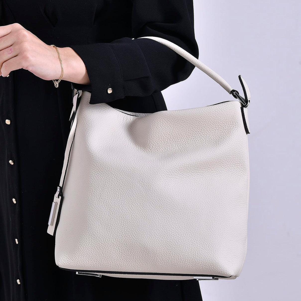 Closeout Deal- 100% Genuine Leather Hobo Bag - Cream 7990259 9