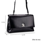 Leather Patterned Crossbody Bag (Size 33x23x12 cm) - Black & Black