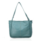 Leather Patterned Shoulder Bag (Size 36x17x30 cm) - Turquoise & Black