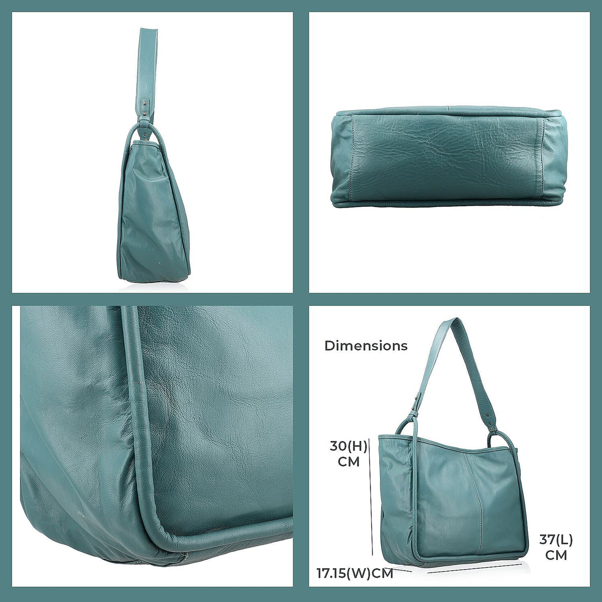Leather Patterned Shoulder Bag (Size 36x17x30 cm) - Turquoise &amp; Black 7744313 8