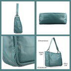 Leather Patterned Shoulder Bag (Size 36x17x30 cm) - Turquoise & Black