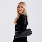 Designer Inspired-Premium 100% Genuine Leather Oblong Bag - Black