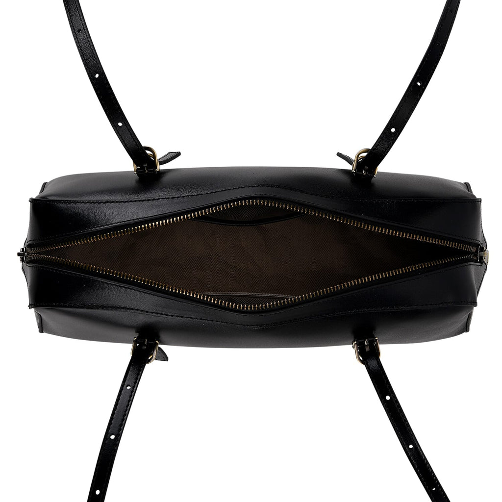 Designer Inspired-Premium 100% Genuine Leather Oblong Bag - Black