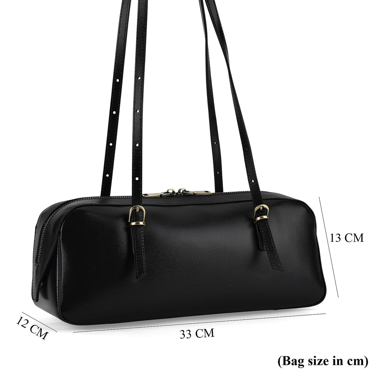 Designer Inspired-Premium 100% Genuine Leather Oblong Bag - Black V32519685 8