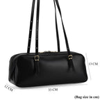Designer Inspired-Premium 100% Genuine Leather Oblong Bag - Black