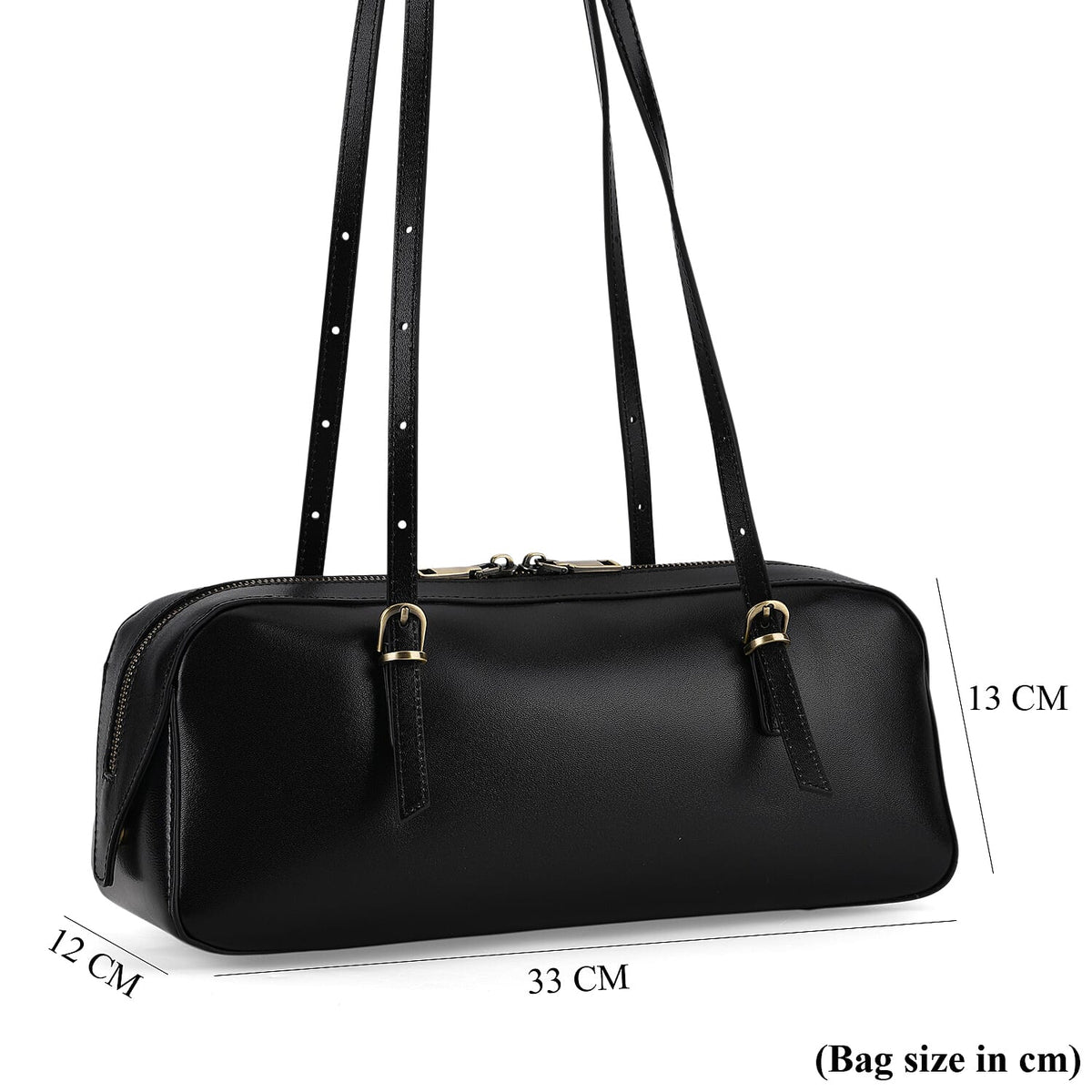 Designer Inspired-Premium 100% Genuine Leather Oblong Bag - Black V32519685 8