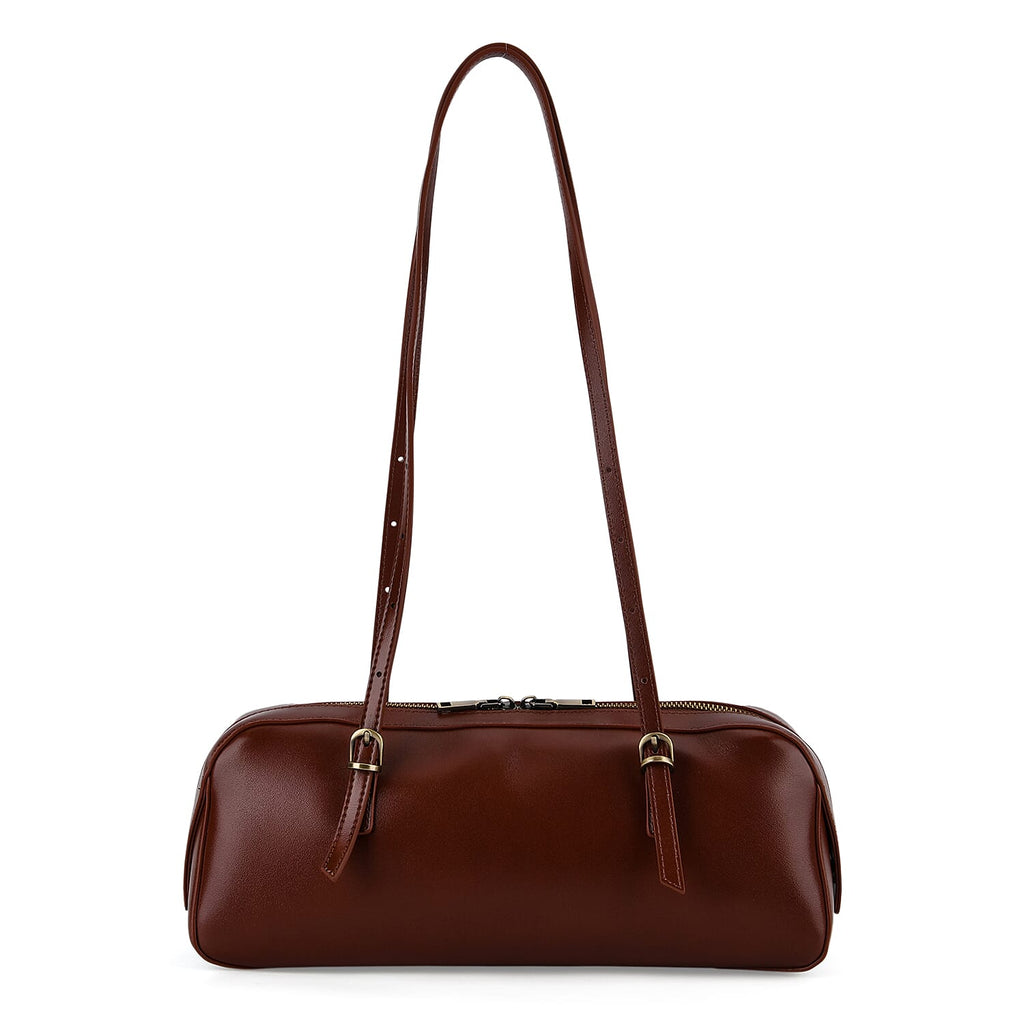 Designer Inspired-Premium 100% Genuine Leather Oblong Bag - Brown