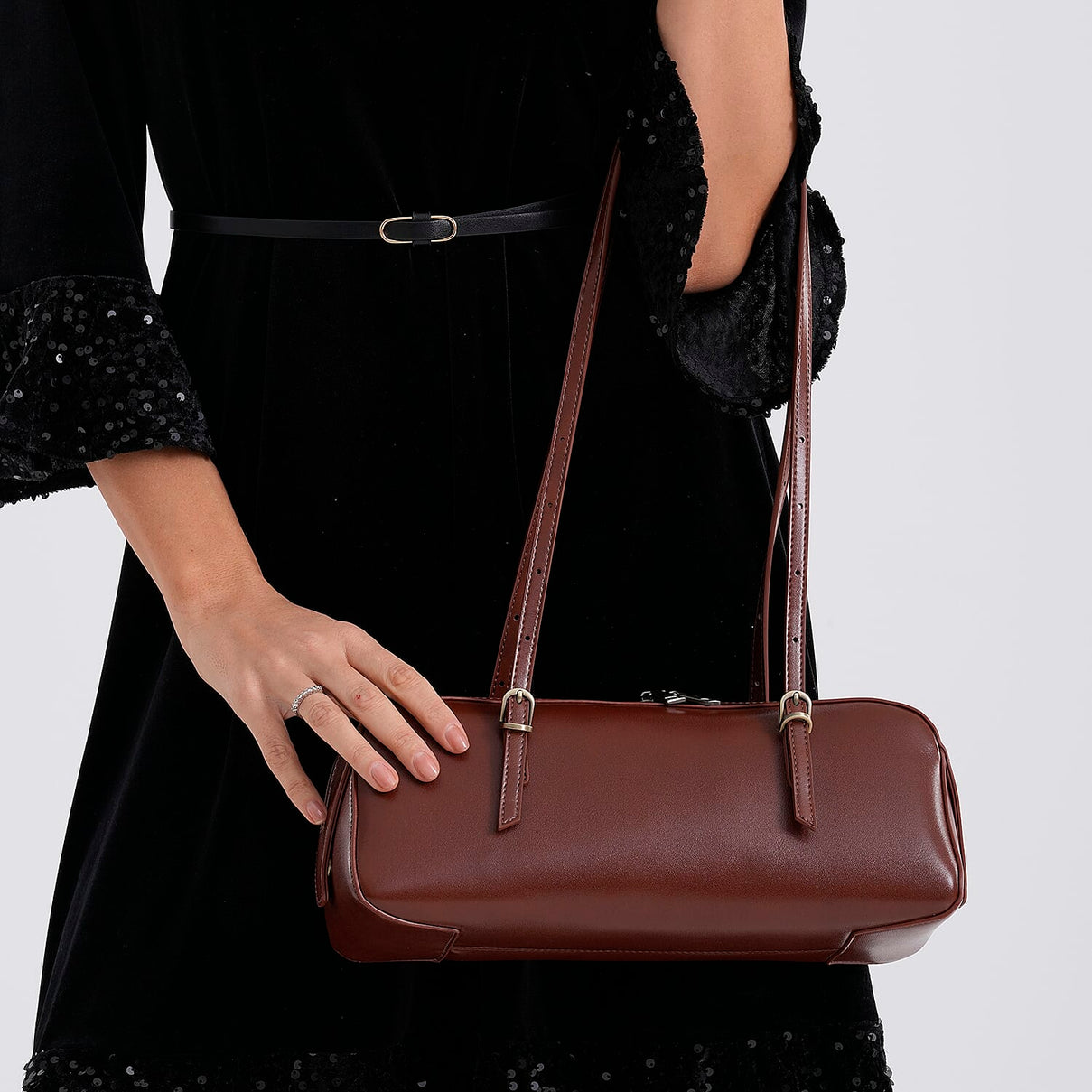 Designer Inspired-Premium 100% Genuine Leather Oblong Bag - Brown 8376922 4