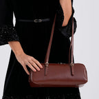 Designer Inspired-Premium 100% Genuine Leather Oblong Bag - Brown