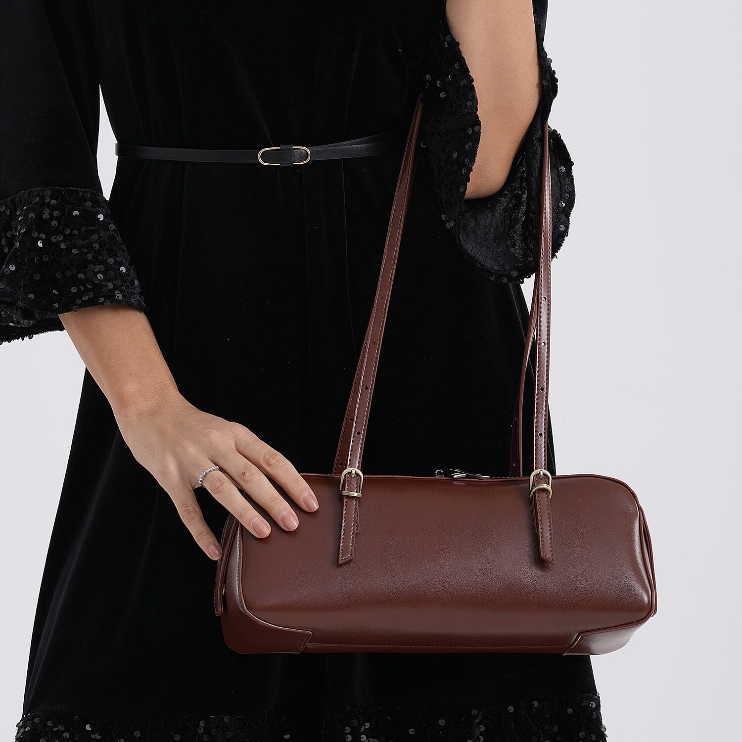 Designer Inspired-Premium 100% Genuine Leather Oblong Bag - Brown 8376922 4