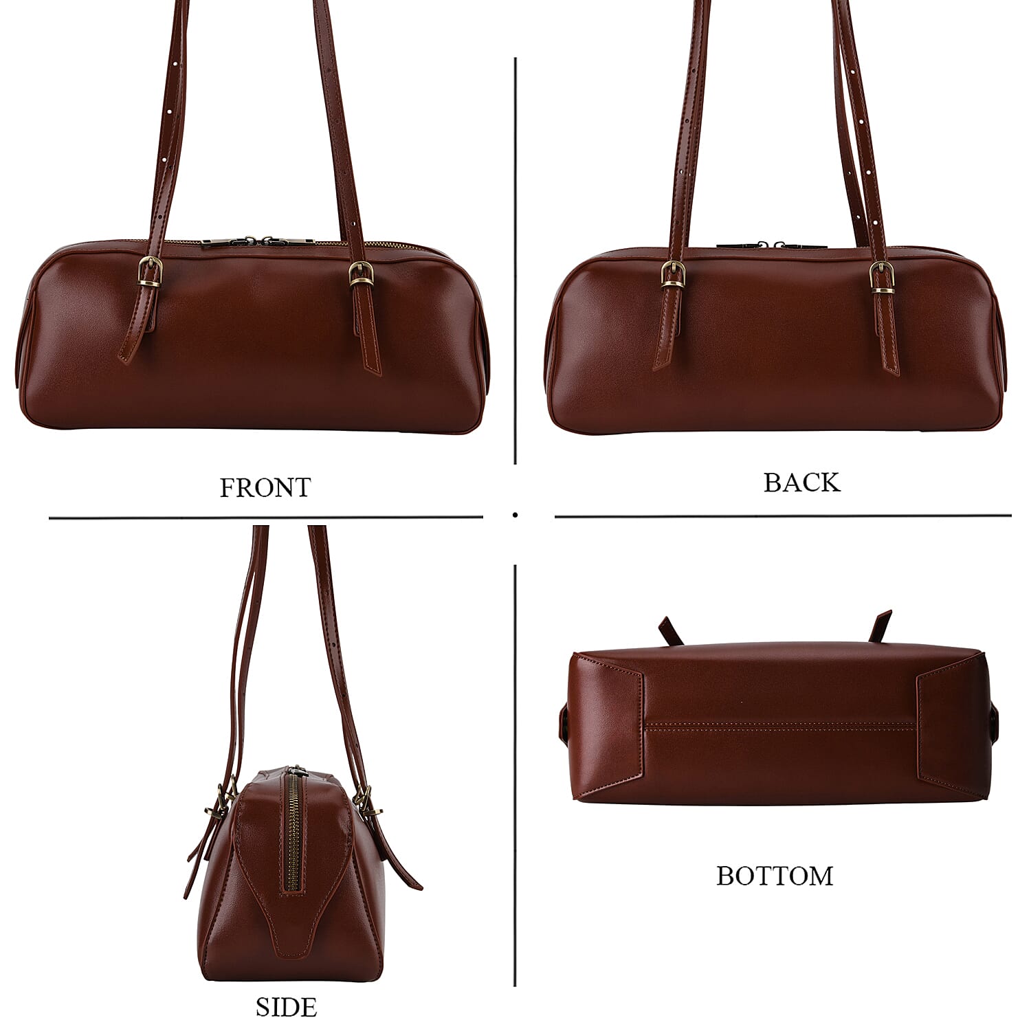 Designer Inspired-Premium 100% Genuine Leather Oblong Bag - Brown 8376922 5