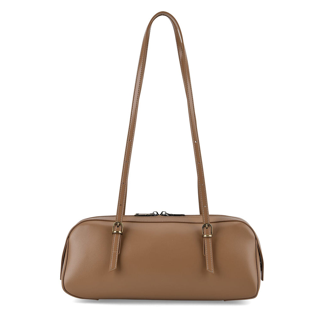 Designer Inspired-Premium 100% Genuine Leather Oblong Bag - Tan