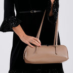 Designer Inspired-Premium 100% Genuine Leather Oblong Bag - Tan