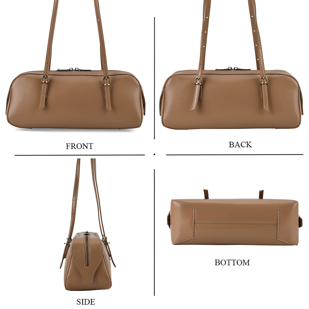 Designer Inspired-Premium 100% Genuine Leather Oblong Bag - Tan V32528531 5
