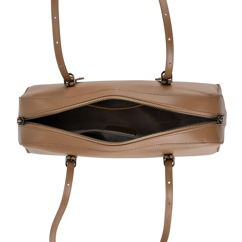 Designer Inspired-Premium 100% Genuine Leather Oblong Bag - Tan