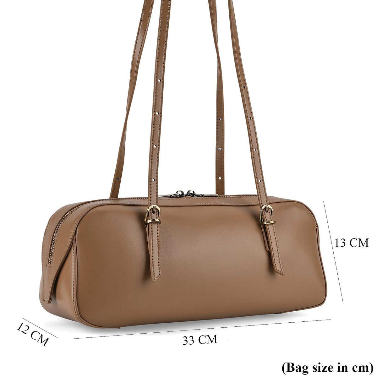Designer Inspired-Premium 100% Genuine Leather Oblong Bag - Tan V32528531 8