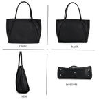 Genuine Leather Tote Bag - Black