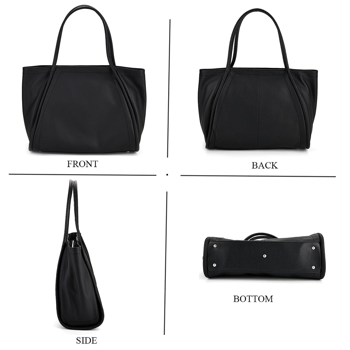 Genuine Leather Tote Bag - Black V32643034 5