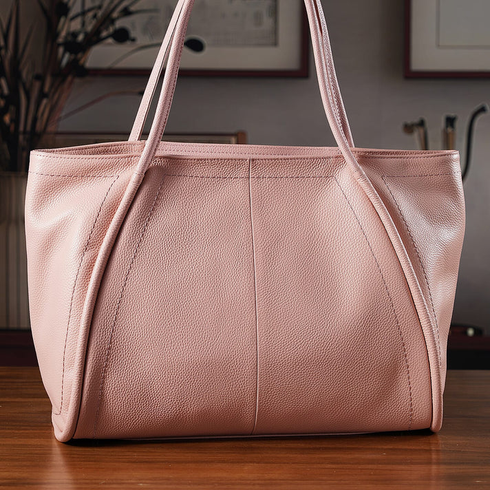 Genuine Leather Tote Bag - Pink 8222361 2