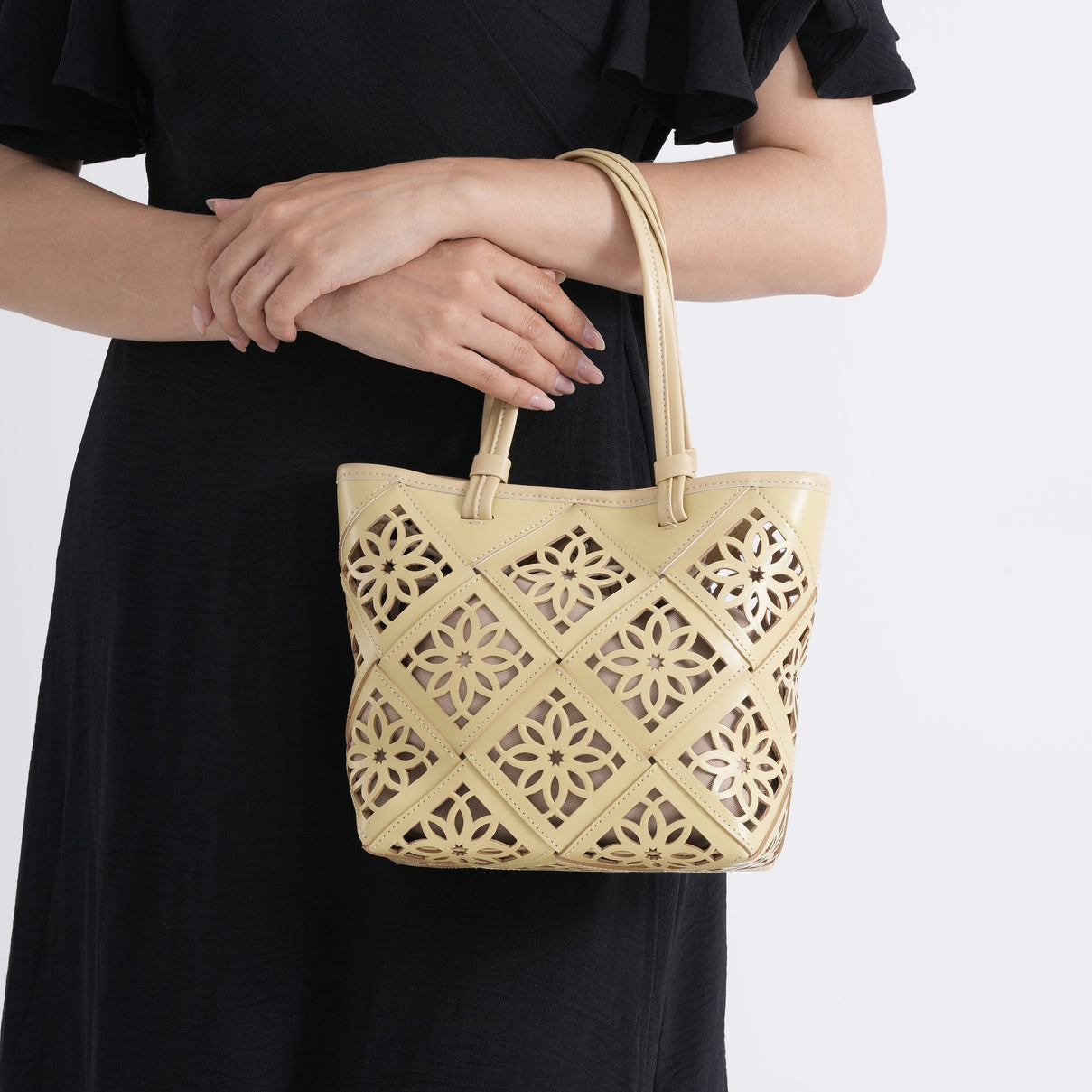 Inspired By Hawa Mahal- 100% Genuine Leather  Tote Bag with Drawstring Pouch - Butter Scotch 8479809 4