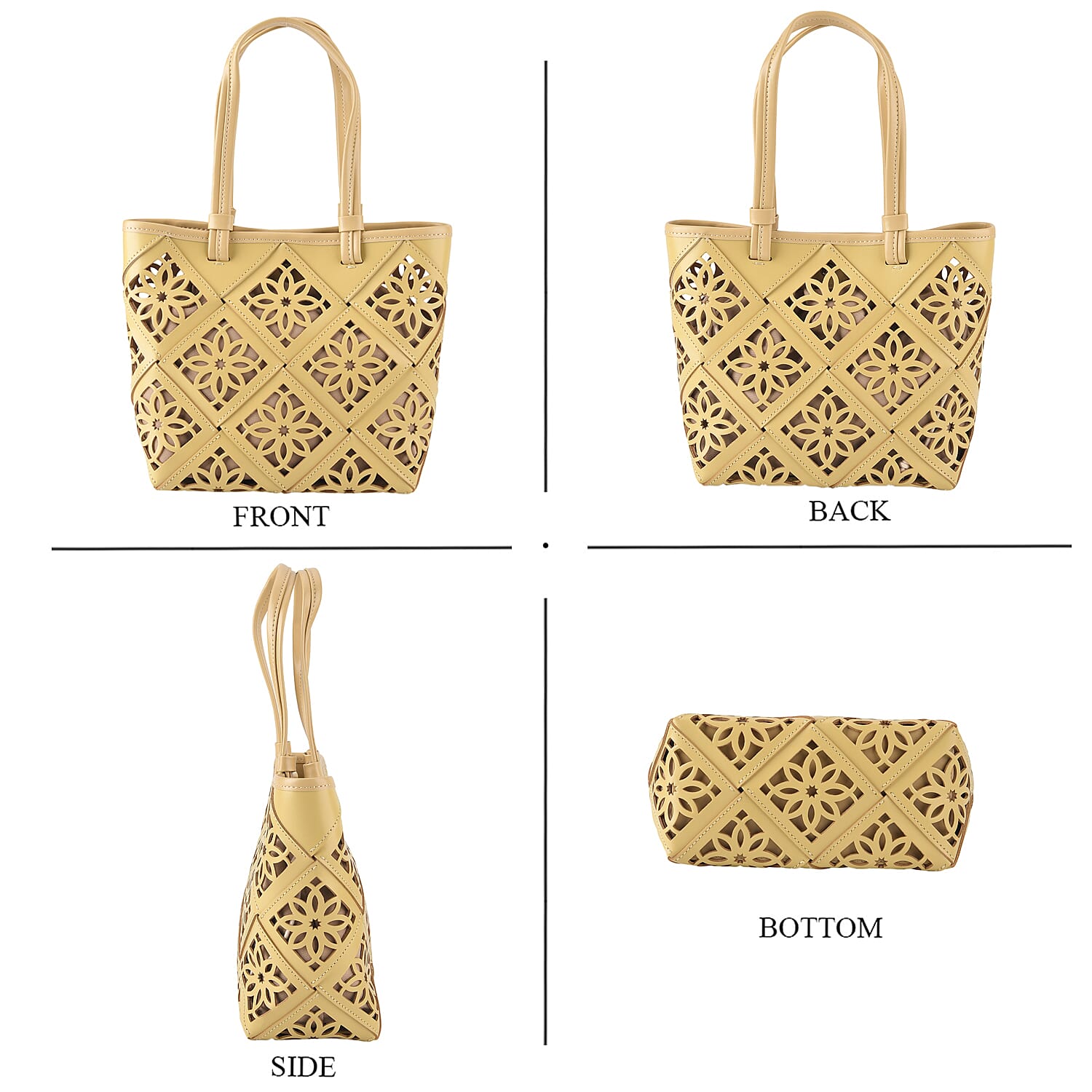 Inspired By Hawa Mahal- 100% Genuine Leather  Tote Bag with Drawstring Pouch - Butter Scotch 8479809 5