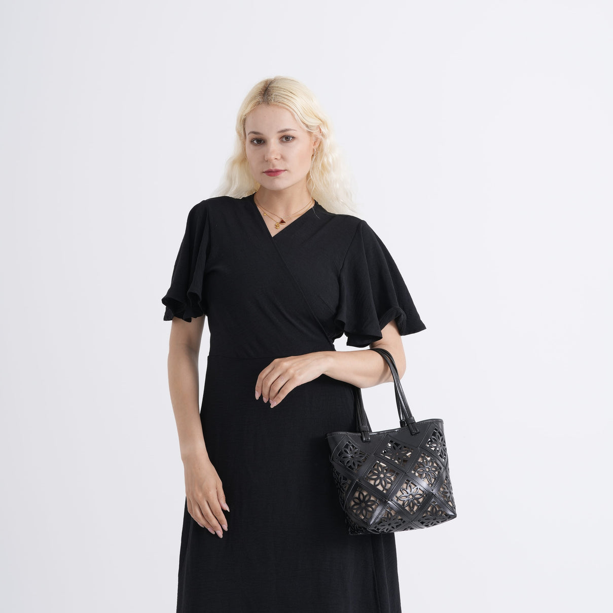 Inspired By Hawa Mahal- 100% Genuine Leather  Tote Bag with Drawstring Pouch - Black 8479806 3