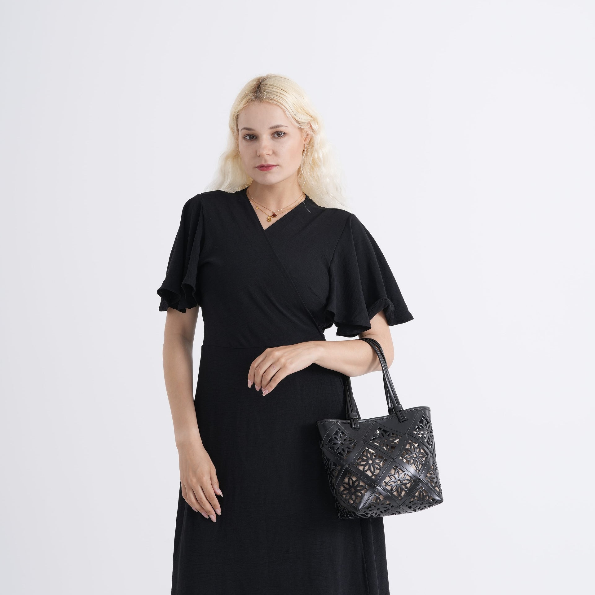 Inspired By Hawa Mahal- 100% Genuine Leather  Tote Bag with Drawstring Pouch - Black 8479806 3