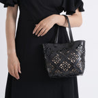 Inspired By Hawa Mahal- 100% Genuine Leather  Tote Bag with Drawstring Pouch - Black