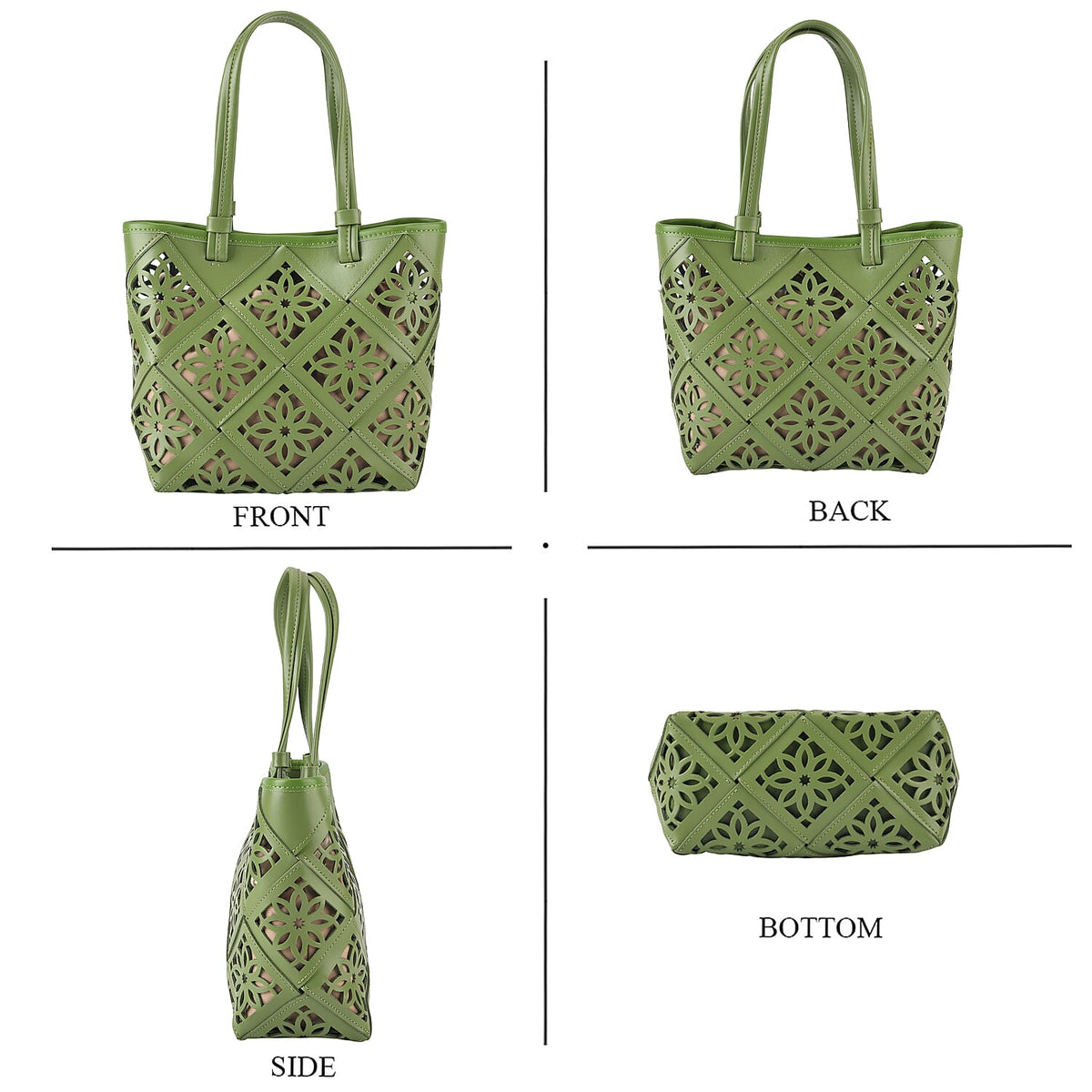 Inspired By Hawa Mahal- 100% Genuine Leather  Tote Bag with Drawstring Pouch - Green 8479812 5