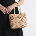 Inspired By Hawa Mahal- 100% Genuine Leather  Tote Bag with Drawstring Pouch - Almond