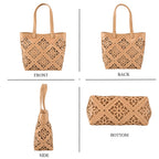 Inspired By Hawa Mahal- 100% Genuine Leather  Tote Bag with Drawstring Pouch - Almond