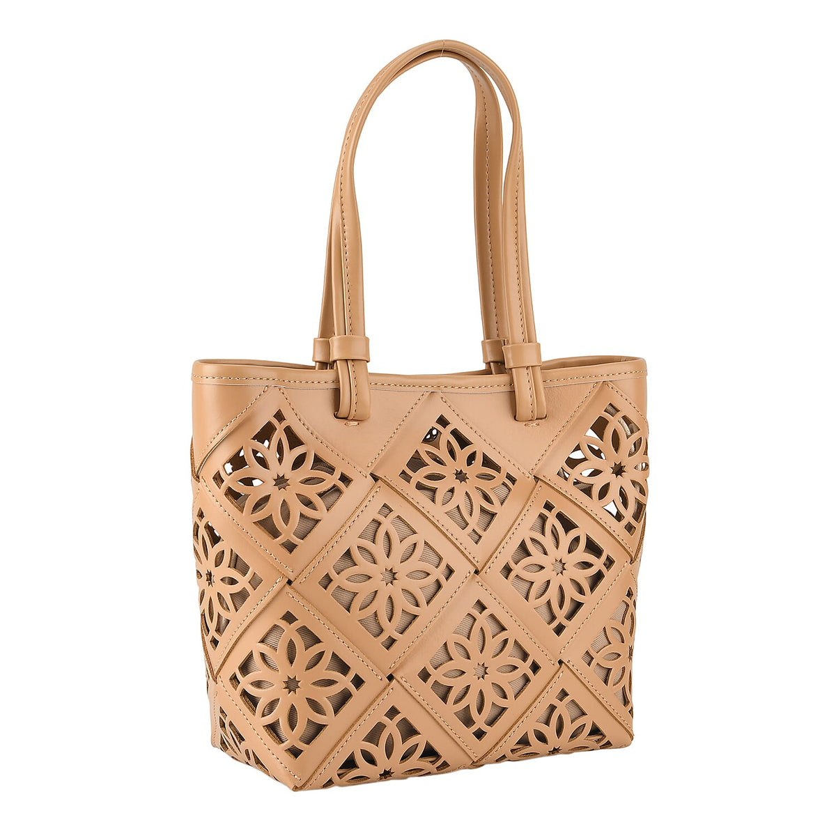 Inspired By Hawa Mahal- 100% Genuine Leather  Tote Bag with Drawstring Pouch - Almond V32521755 6