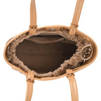 Inspired By Hawa Mahal- 100% Genuine Leather  Tote Bag with Drawstring Pouch - Almond