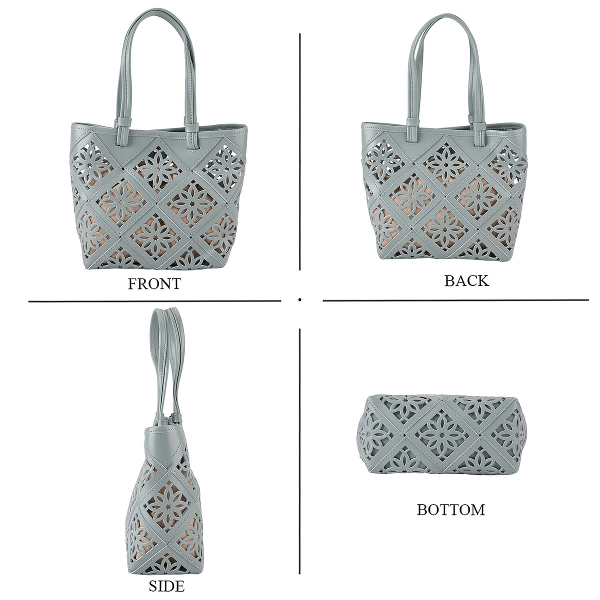 Inspired By Hawa Mahal- 100% Genuine Leather  Tote Bag with Drawstring Pouch - Sage Green V32613623 5