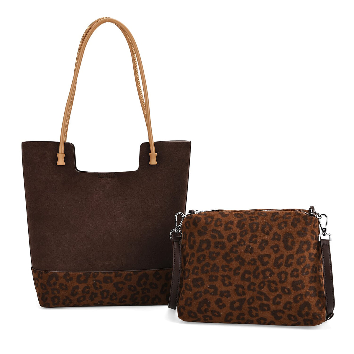 Leather Patterned Tote Bag (Size 25x10x32 cm) - Dark Coffee &amp; Dark Coffee V32582057 0